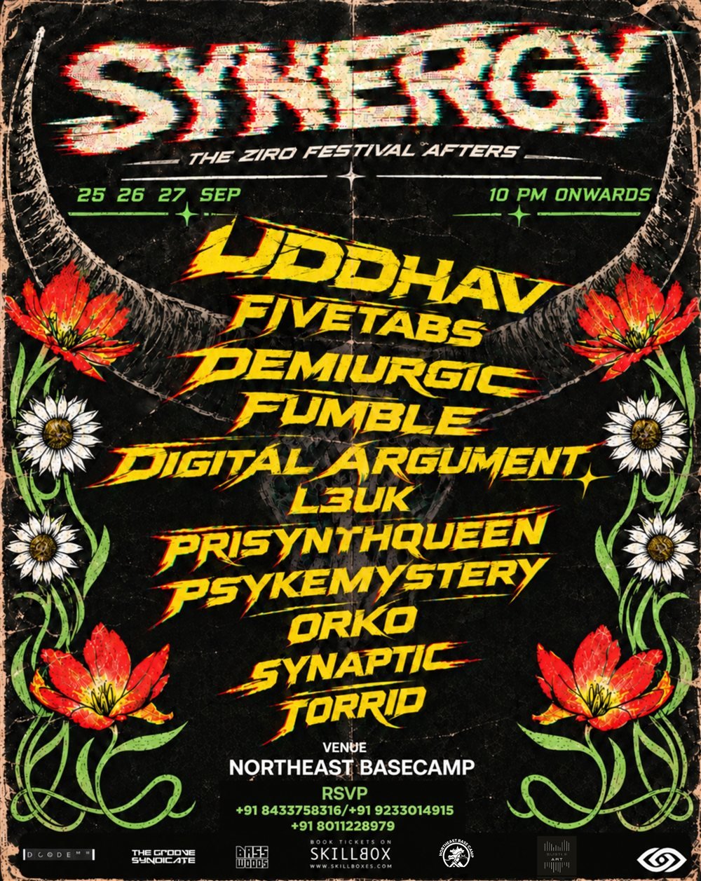 Synergy Ziro Festival afterparty poster at Northeast Basecamp